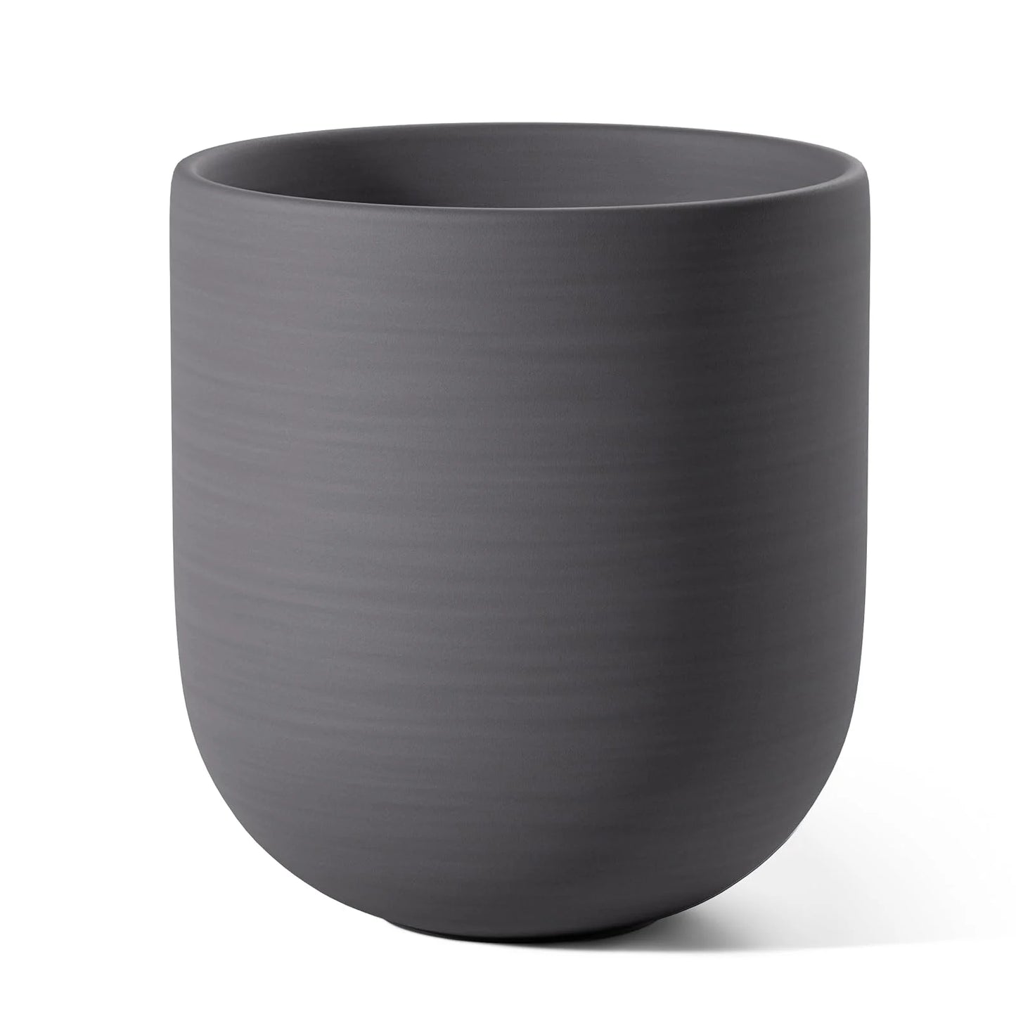 10" Plant Pots, Ceramic Flower Pots with Drainage Hole & Plug, Indoor Planter for Outdoor Decorative,Charcoal Gray