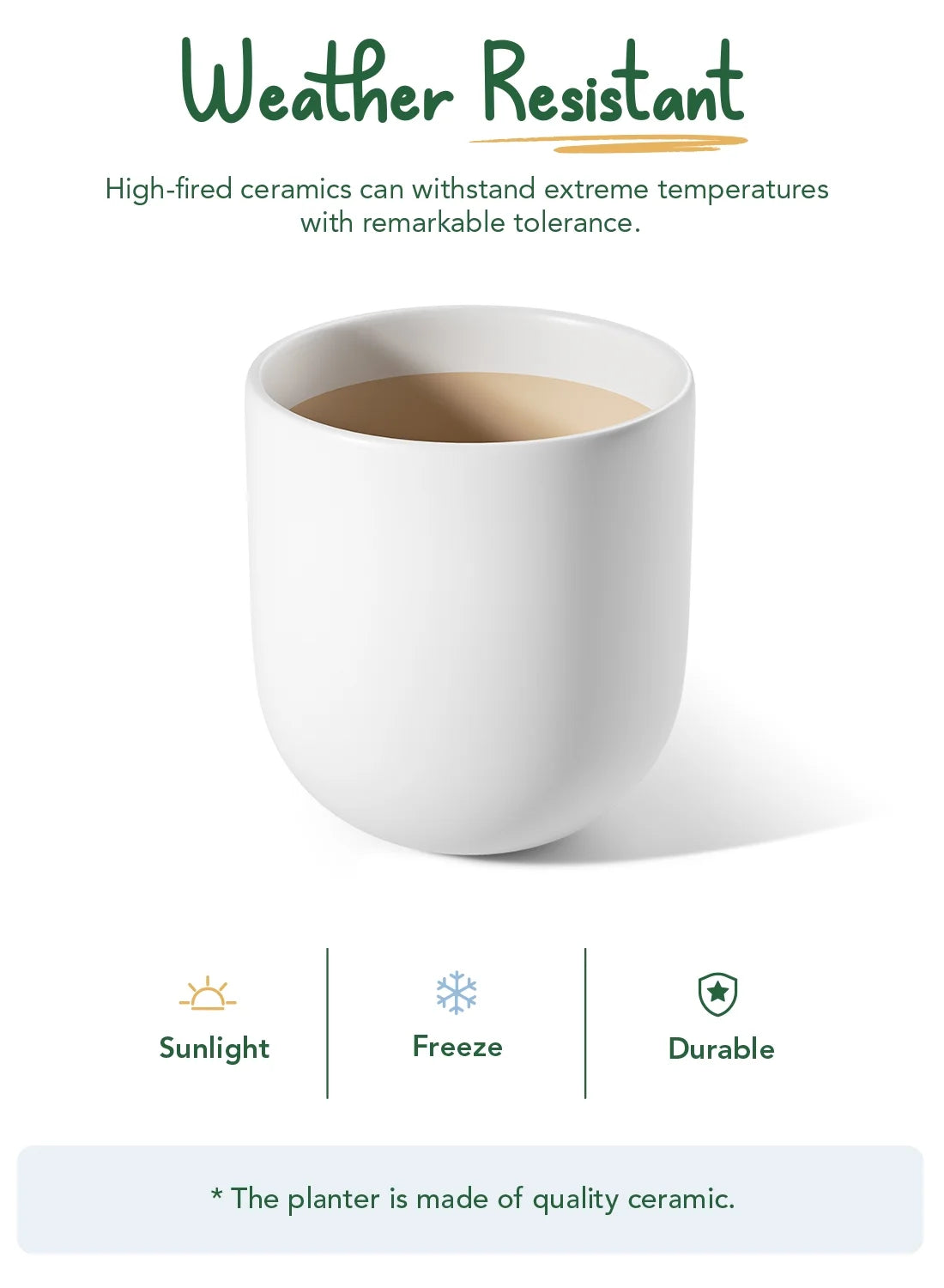 12" Ceramic Plant Pots, Large Flower Pots with Drain Holes& Plug Indoor Planter, White Outdoor Planter