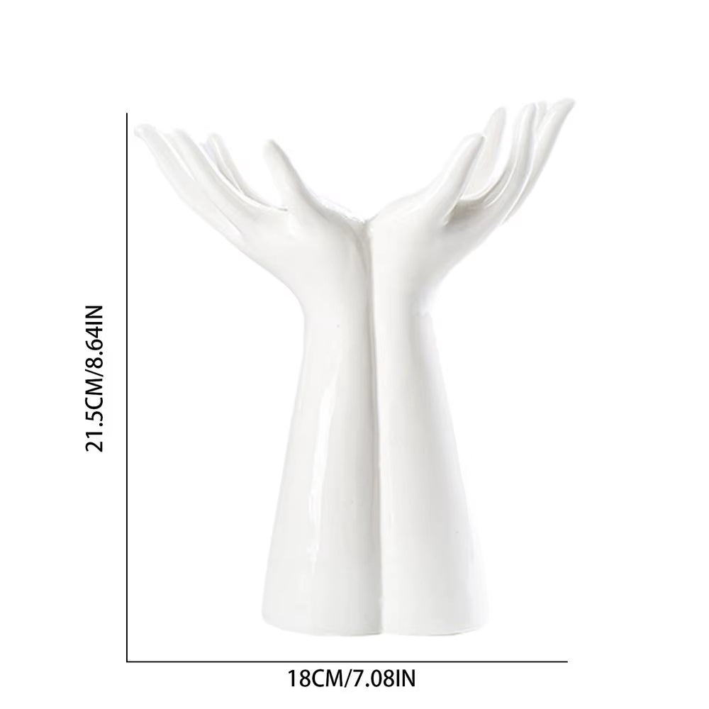 Hand Ceramics Vase Nordics Style Hand Shaped Flowers Vase Modern Home Office Decor for Creative Living Room Tabletop Ornament