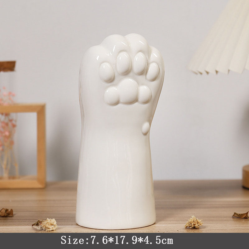 Nordic Ceramic Vase Crafts Creative Gesture Vase Living Room Simple Flower Arrangement Cat'S Paw Vase