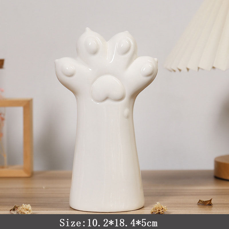 Nordic Ceramic Vase Crafts Creative Gesture Vase Living Room Simple Flower Arrangement Cat'S Paw Vase