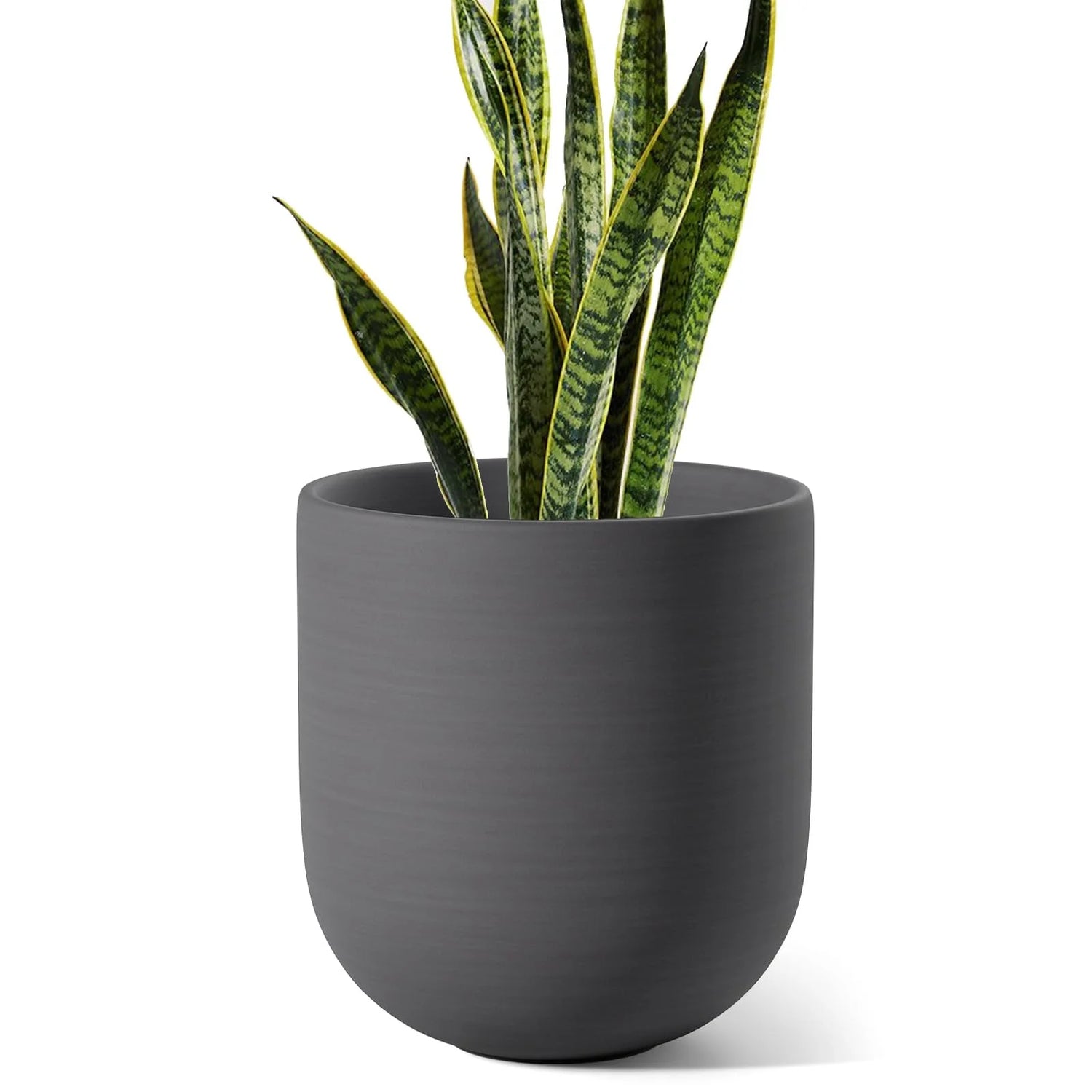 10" Plant Pots, Ceramic Flower Pots with Drainage Hole & Plug, Indoor Planter for Outdoor Decorative,Charcoal Gray