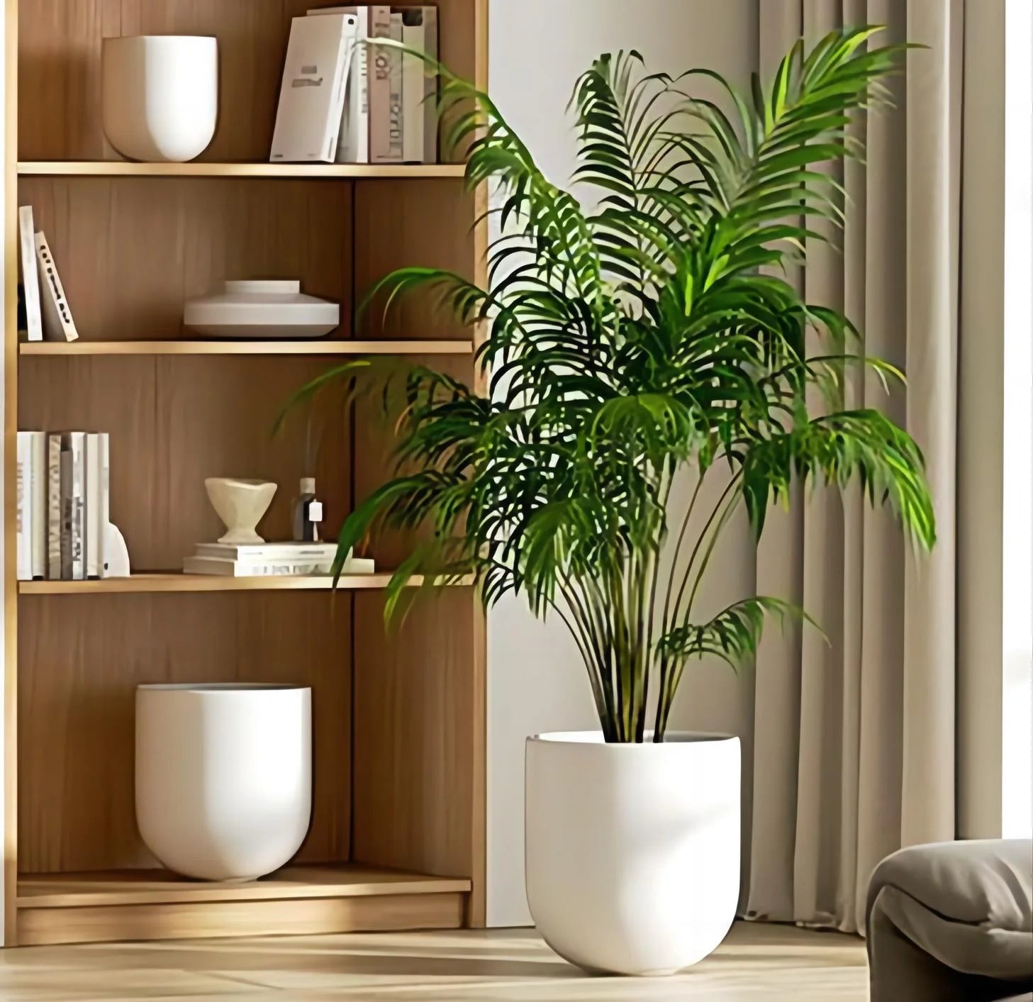 12" Ceramic Plant Pots, Large Flower Pots with Drain Holes& Plug Indoor Planter, White Outdoor Planter