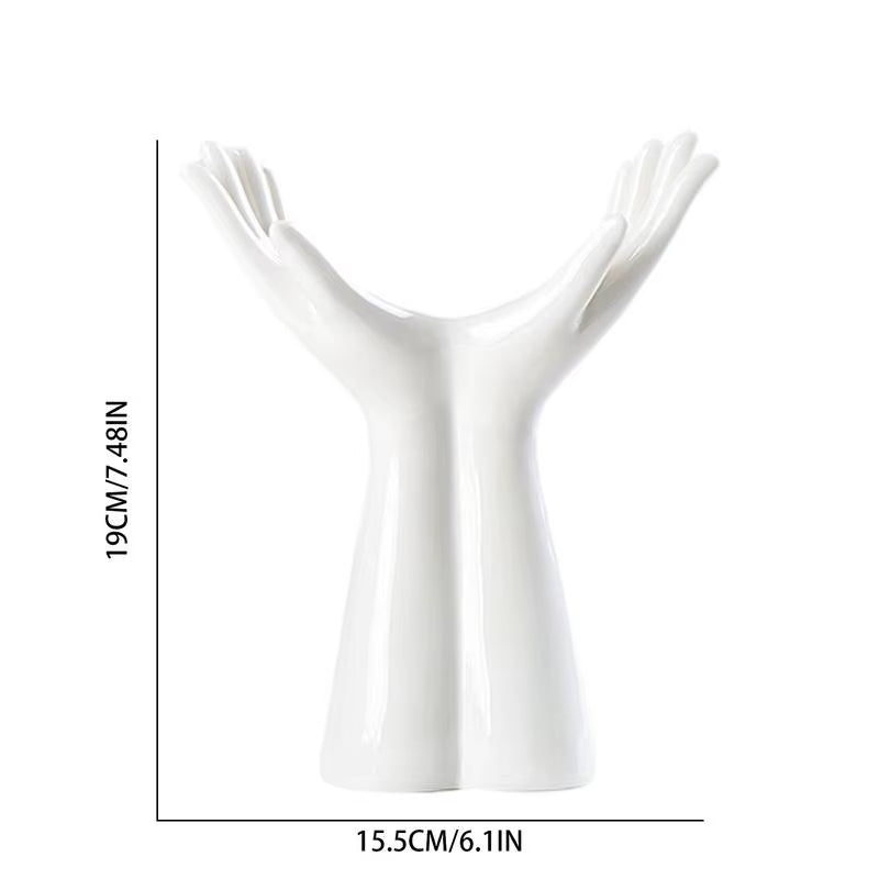 Hand Ceramics Vase Nordics Style Hand Shaped Flowers Vase Modern Home Office Decor for Creative Living Room Tabletop Ornament